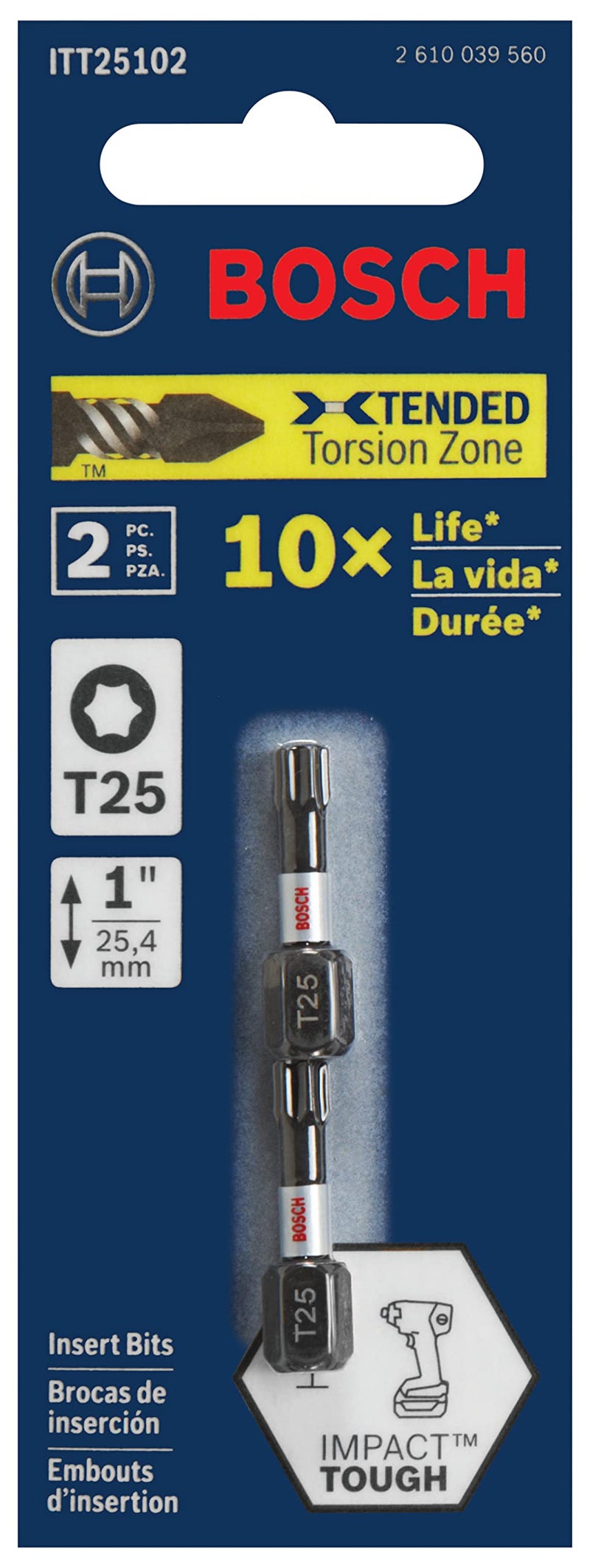 BOSCH ITT25102 2-Pack 1 in. Torx #25 Impact Tough Screwdriving Insert Bits - Image 2